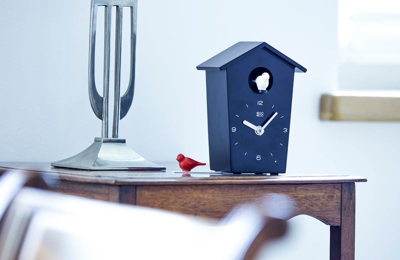 KOOKOO Birdhouse Mini Black, Tiny Modern Cuckoo Clock with 12 Natural Bird Songs or Cuckoo Call - Image 4
